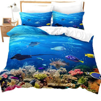 housse de couette raie et poisson récif
