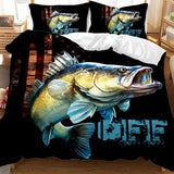 Housse de couette Poisson Doré – Thème Américain, représentant un gros poisson sur fond de drapeau américain, pour une décoration patriotique et originale