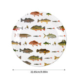 Assiettes Décoration Thème Pêche (8pcs) de 22,85 cm, avec motifs de poissons et appâts, idéales pour une fête ou un anniversaire sur le thème de la pêche