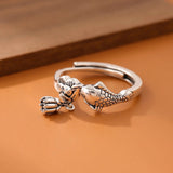 Bague Poisson Couleur Argent Ajustable