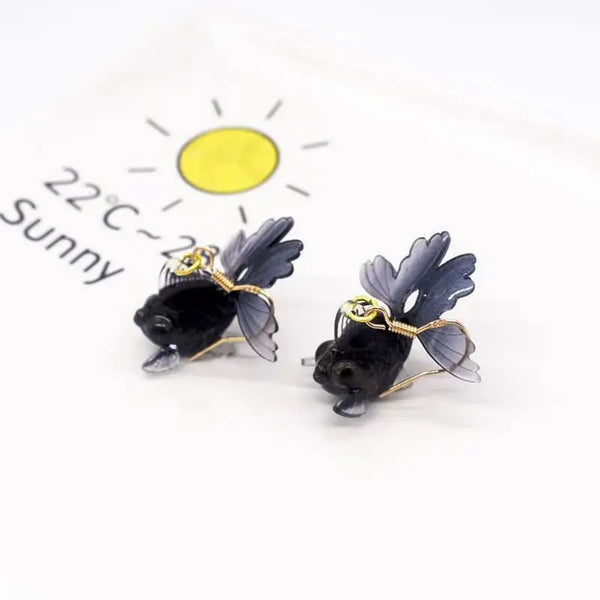 Boucles d’oreilles Poisson Noir Transparent