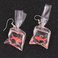 Boucles d’oreilles Poisson Rouge en Sac Transparent