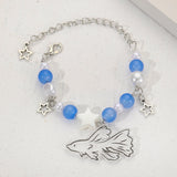 Bracelet Poisson Betta Bleu avec Perles et Étoiles