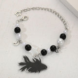 Bracelet Poisson Betta Noir avec Perles et Étoiles