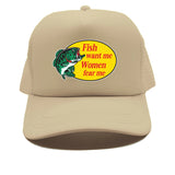 Casquette Poisson "Fish Want Me, Women Fear Me" Beige