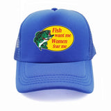 Casquette Poisson "Fish Want Me, Women Fear Me" Bleu