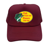 Casquette Poisson "Fish Want Me, Women Fear Me" Bordeau