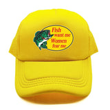 Casquette Poisson "Fish Want Me, Women Fear Me" Jaune