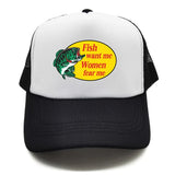 Casquette Poisson "Fish Want Me, Women Fear Me" Noir et Blanc