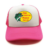 Casquette Poisson "Fish Want Me, Women Fear Me" Rose et Blanc