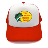 Casquette Poisson "Fish Want Me, Women Fear Me" Rouge et Blanc