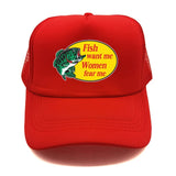 Casquette Poisson "Fish Want Me, Women Fear Me" Rouge