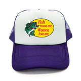 Casquette Poisson "Fish Want Me, Women Fear Me" Violet Blanc