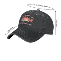 Casquette Poisson Red Snapper – Noir Délavé, vue de face avec dimensions indiquées