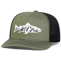 Casquette Poisson Truite Montagne – Kaki et Noir