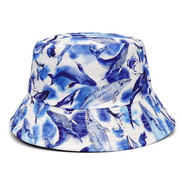 Chapeau Bob Motif Baleines Bleues