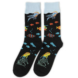 Chaussette Océan Noir - Poissons Tropicaux et Méduse