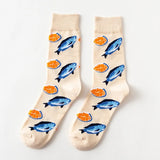 Chaussette Poisson Bleu et Tranche d’Orange