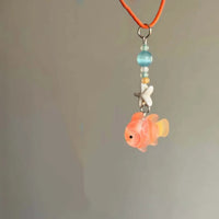 Collier Poisson Orange Pastel avec Étoile de Mer