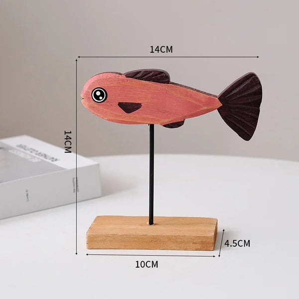 Décoration Poisson Bois Rouge