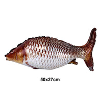 Décoration Poisson Gonflable Réaliste (Lot de 4) - Ballon carpe 50 x 27 cm avec écailles argentées, idéal pour une décoration de fête sur le thème de la pêche