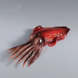Figurine Calmar Rouge Tentacules vue de profil, mettant en valeur sa couleur intense et ses bras détaillés. 