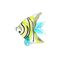 figurine poisson angelfish rayé vert et bleu profil droit
