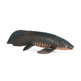 Figurine Poisson Dipneuste Noir vue de profil, mettant en évidence ses nageoires latérales et ses motifs écaillés.
