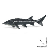 Figurine de poisson esturgeon noir réaliste, idéale pour la décoration ou la collection