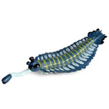 Figurine Poisson Fossile Bluish vue de profil, mettant en valeur ses segments bleutés et ses multiples yeux.