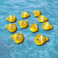 figurine poisson jaune clown transparent lot de 10