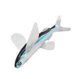 Figurine Poisson Volant Bleu en résine, avec des nageoires translucides et un dos bleu, idéale pour une décoration marine originale.
