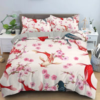 housse de couette carpe koi cerisier japonais