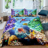 housse de couette poisson aquarium corail