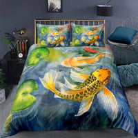 housse de couette poisson koi aquarelle