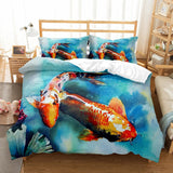 housse de couette poisson koï artistique aquarelle