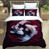 housse de couette poisson koi blanc et rouge design artistique