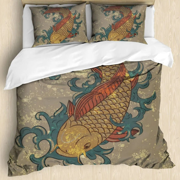 housse de couette poisson koi charme rétro