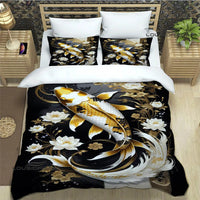 housse de couette poisson koi dore et noir