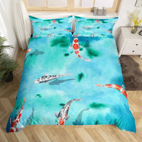 housse de couette poisson koi éclat d'aquarelle