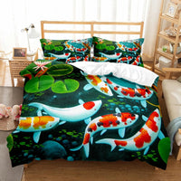 housse de couette poisson koi et lotus ambiance apaisante