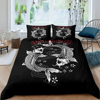 housse de couette poisson koi japonais art noir