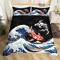 housse de couette poisson koï mont fuji