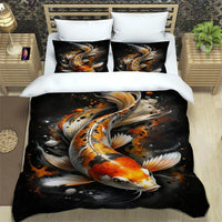 housse de couette poisson koi orange et noir