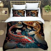 housse de couette poisson koi rouge et doré 1