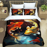 housse de couette poisson koi rouge et dore