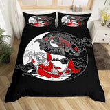 housse de couette poisson koi rouge et noir yin yang