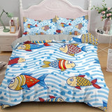 housse de couette poisson multicolore et vague