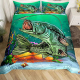housse de couette poisson perche verte