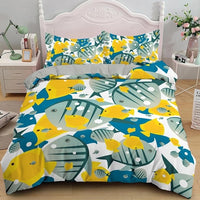 housse de couette poisson tropical jaune